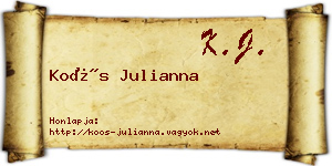 Koós Julianna névjegykártya